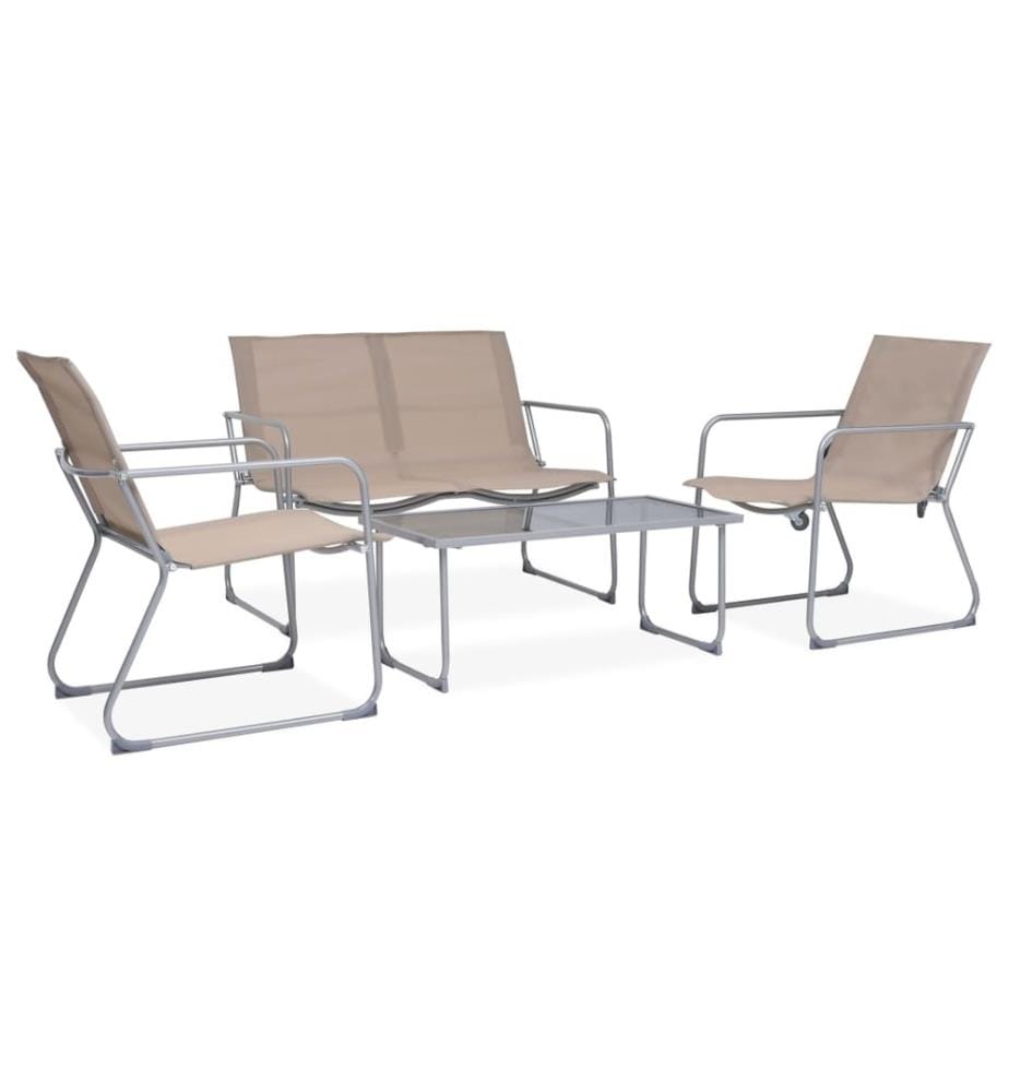 Salon de jardin 4 pcs Tissu et acier Taupe