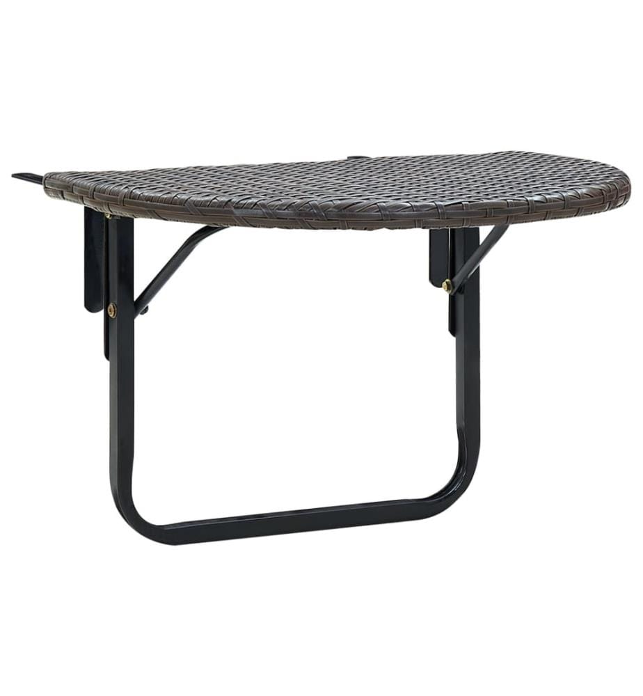 Table de balcon Marron 60x60x40 cm Résine tressée