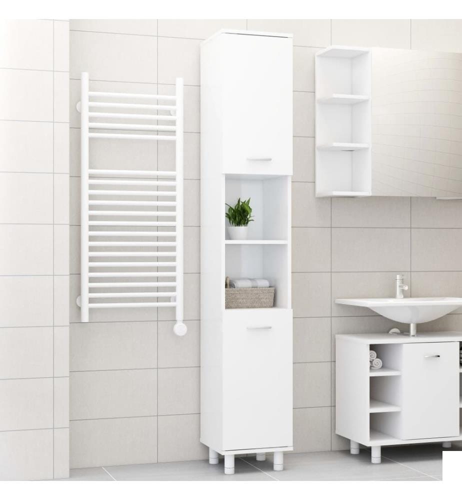 Armoire de salle de bain Blanc brillant Bois d'ingénierie