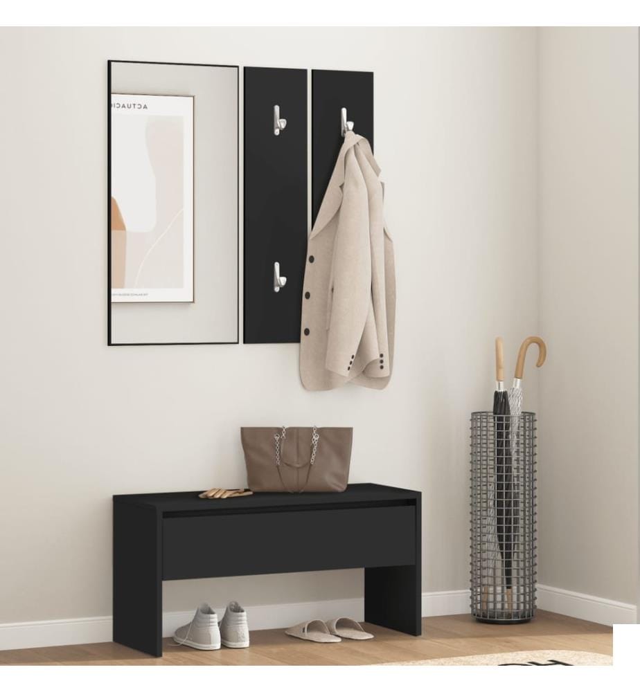 Ensemble de meubles de couloir noir bois d'ingénierie