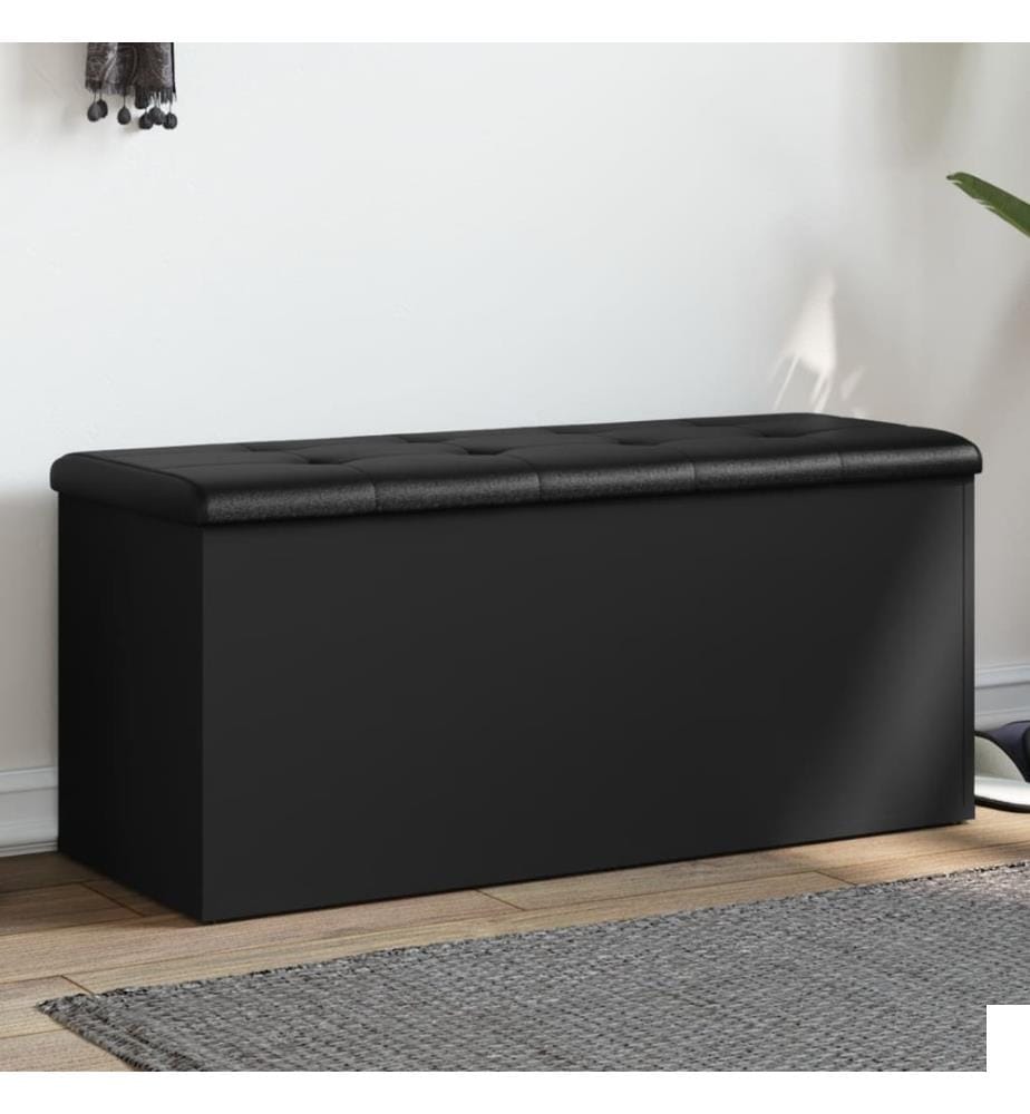 Banc de rangement noir 102x42x45 cm bois d'ingénierie
