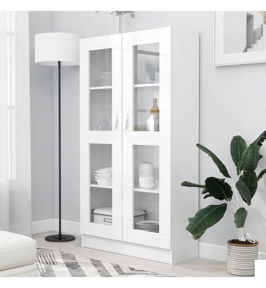 Armoire à vitrine Blanc 82,5x30,5x150 cm Bois d'ingénierie
