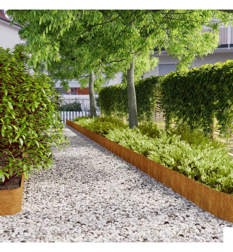 Bordures de pelouse 10 pcs 20x103 cm acier corten flexible