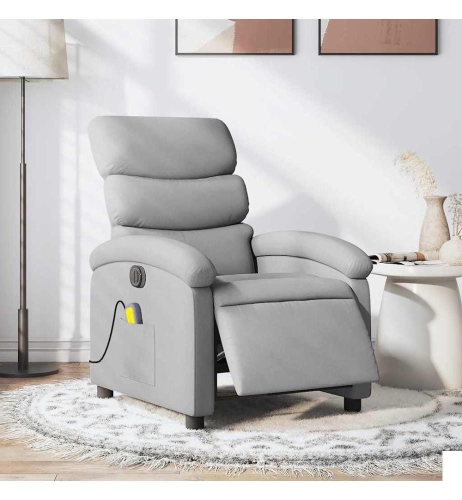 Fauteuil de massage inclinable électrique gris clair tissu