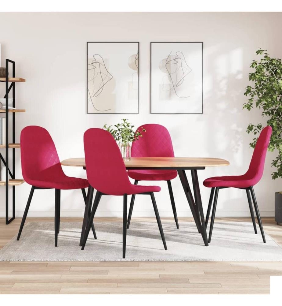 Chaises à manger lot de 4 Rouge bordeaux Velours