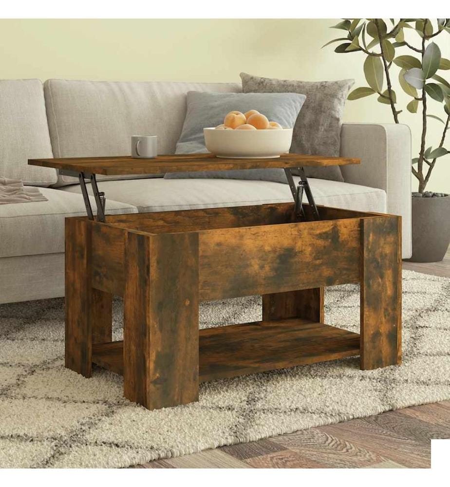 Table basse Chêne fumé 79x49x41 cm Bois d'ingénierie