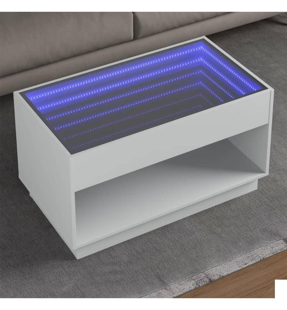 Table basse avec LED infini blanc 90x50x50 cm