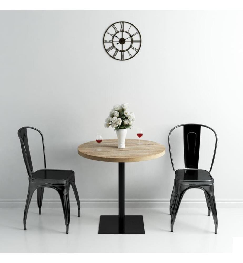 Table de bistro MDF et acier Rond 80 x 75 cm Couleur de chêne