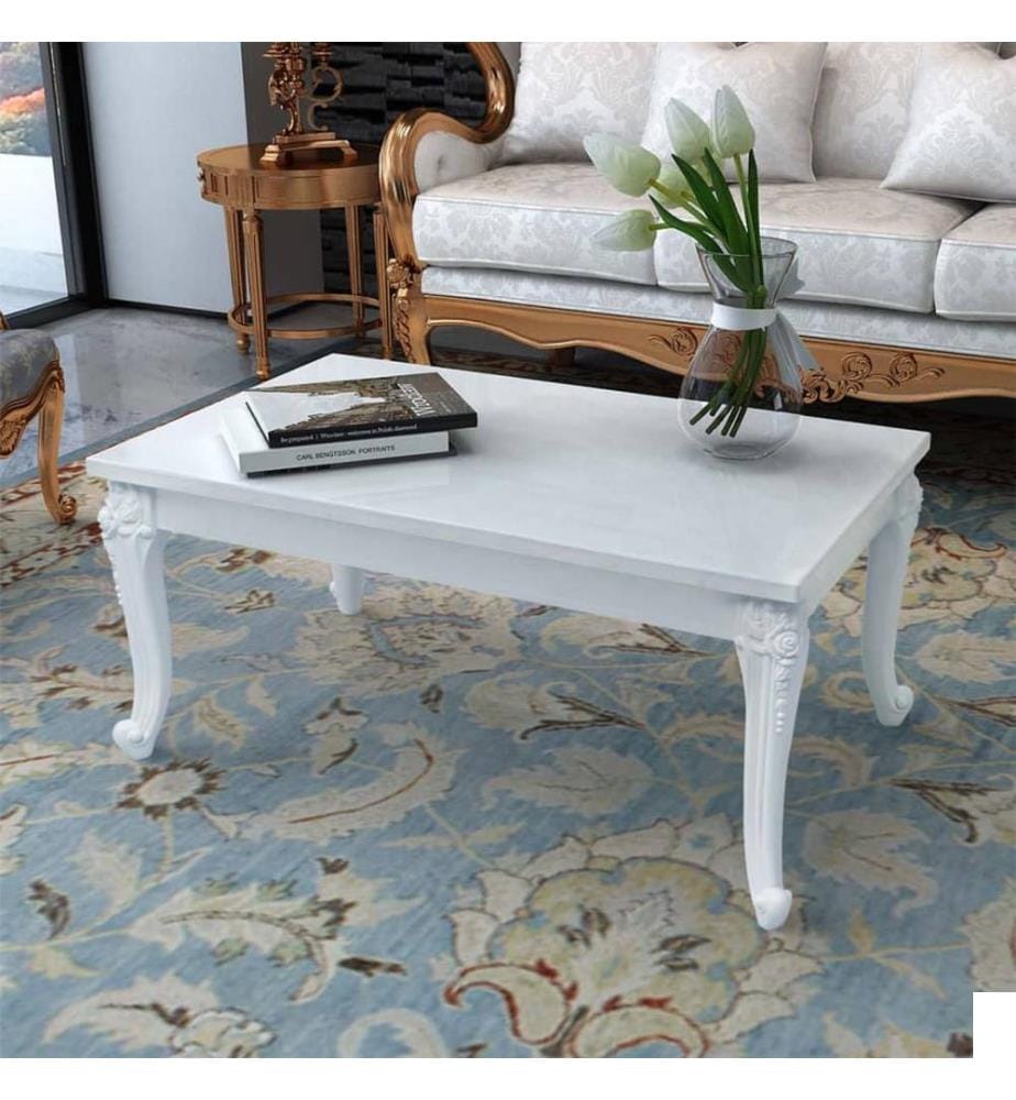 Table basse blanc brillant 100x50x42 cm bois d'ingénierie
