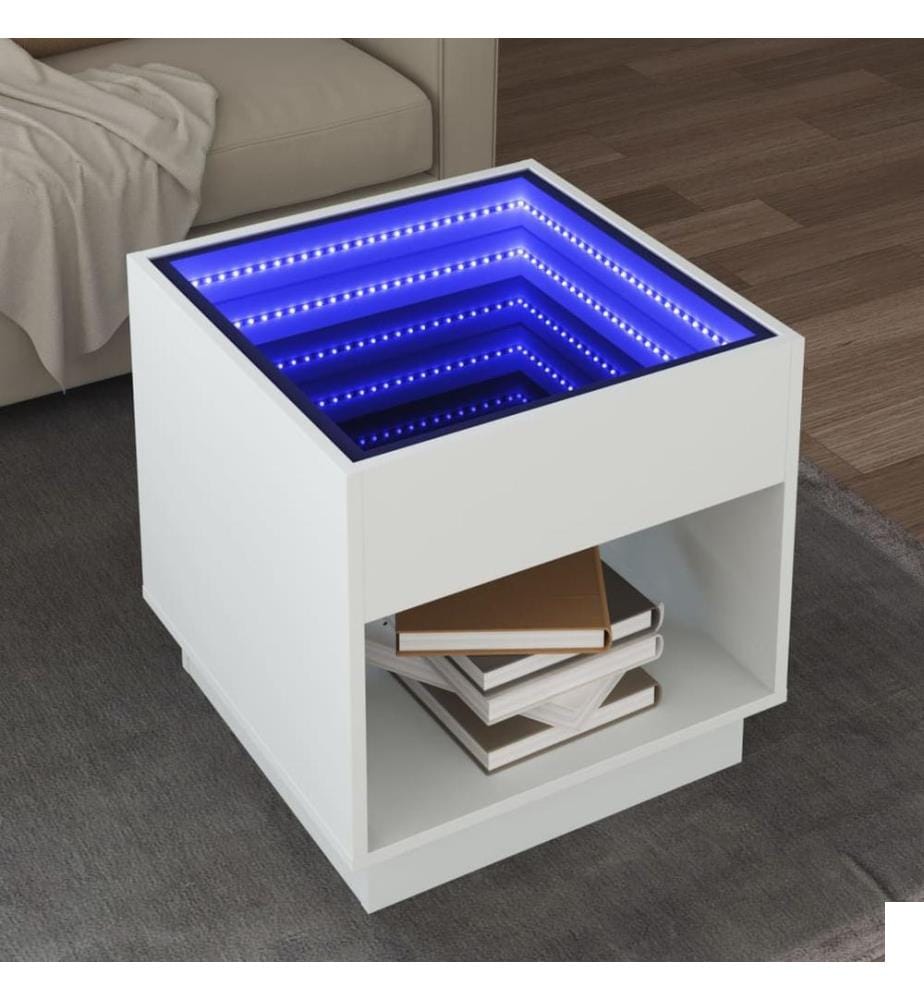 Table basse avec LED infini blanc 50x50x50 cm