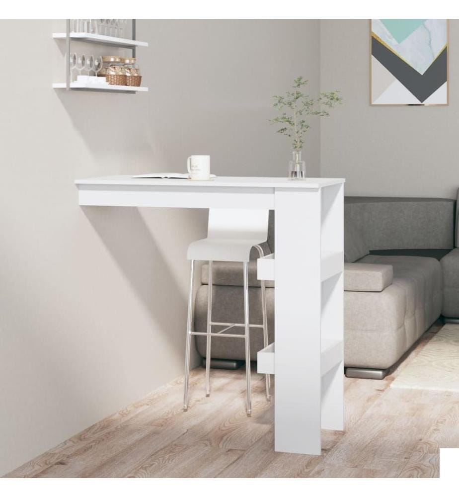 Table de bar murale Blanc 102x45x103,5 cm Bois d'ingénierie