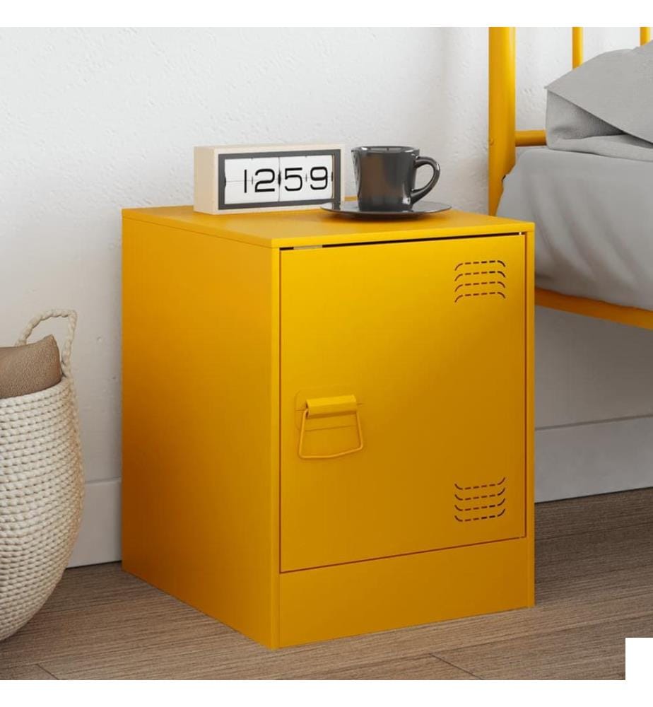 Table de chevet jaune moutarde 34,5x39x44 cm acier