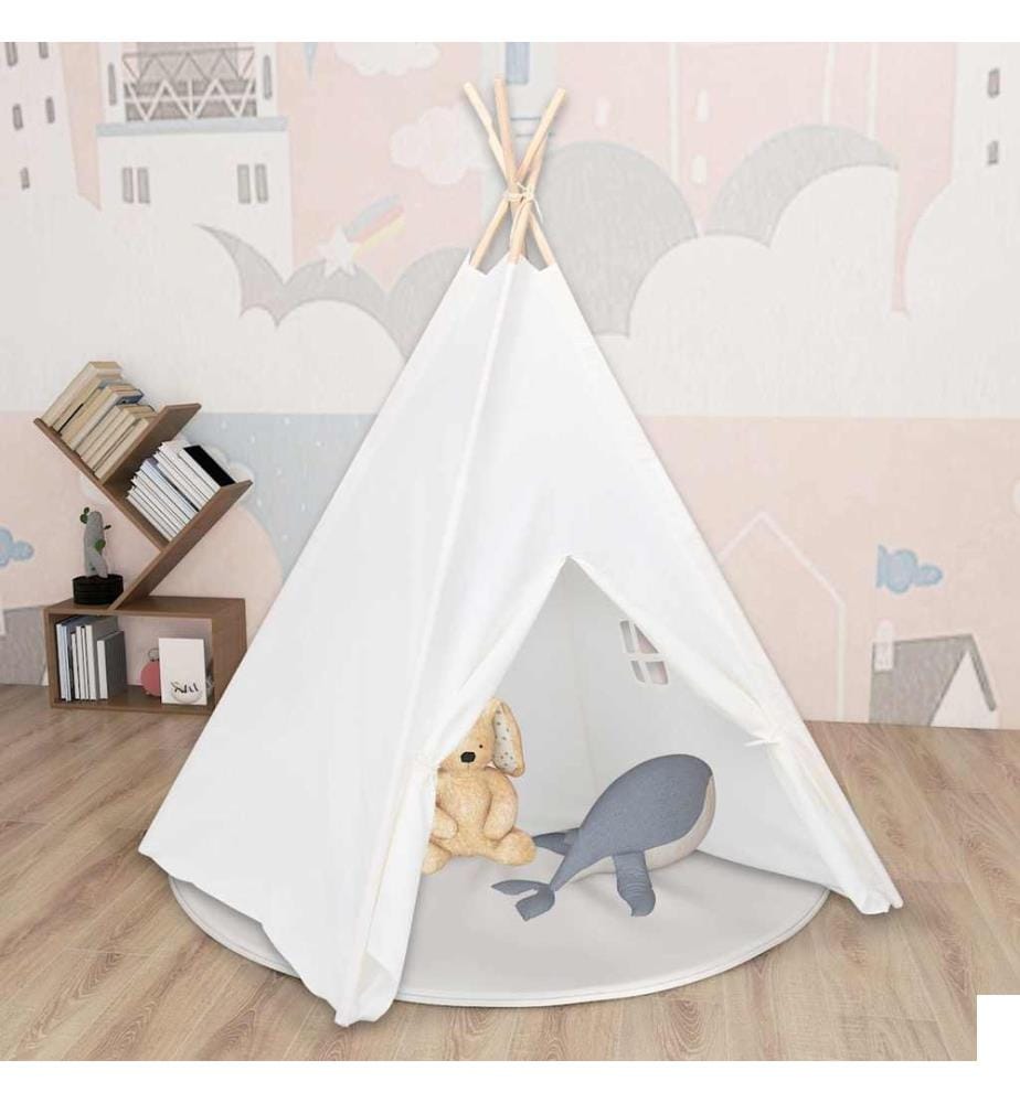 Tente tipi d'enfants avec sac Peau de pêche Blanc 120x120x150cm