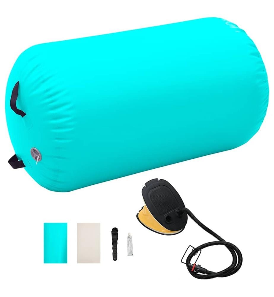 Rouleau gonflable de gymnastique avec pompe 100x60 cm PVC Vert