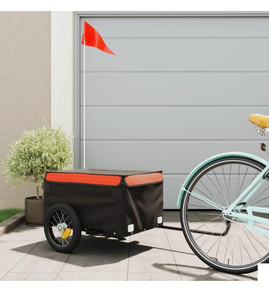Remorque de vélo noir et orange 30 kg fer
