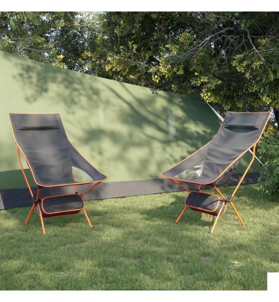 Chaise de camping pliables lot de 2 noir tissu oxford aluminium