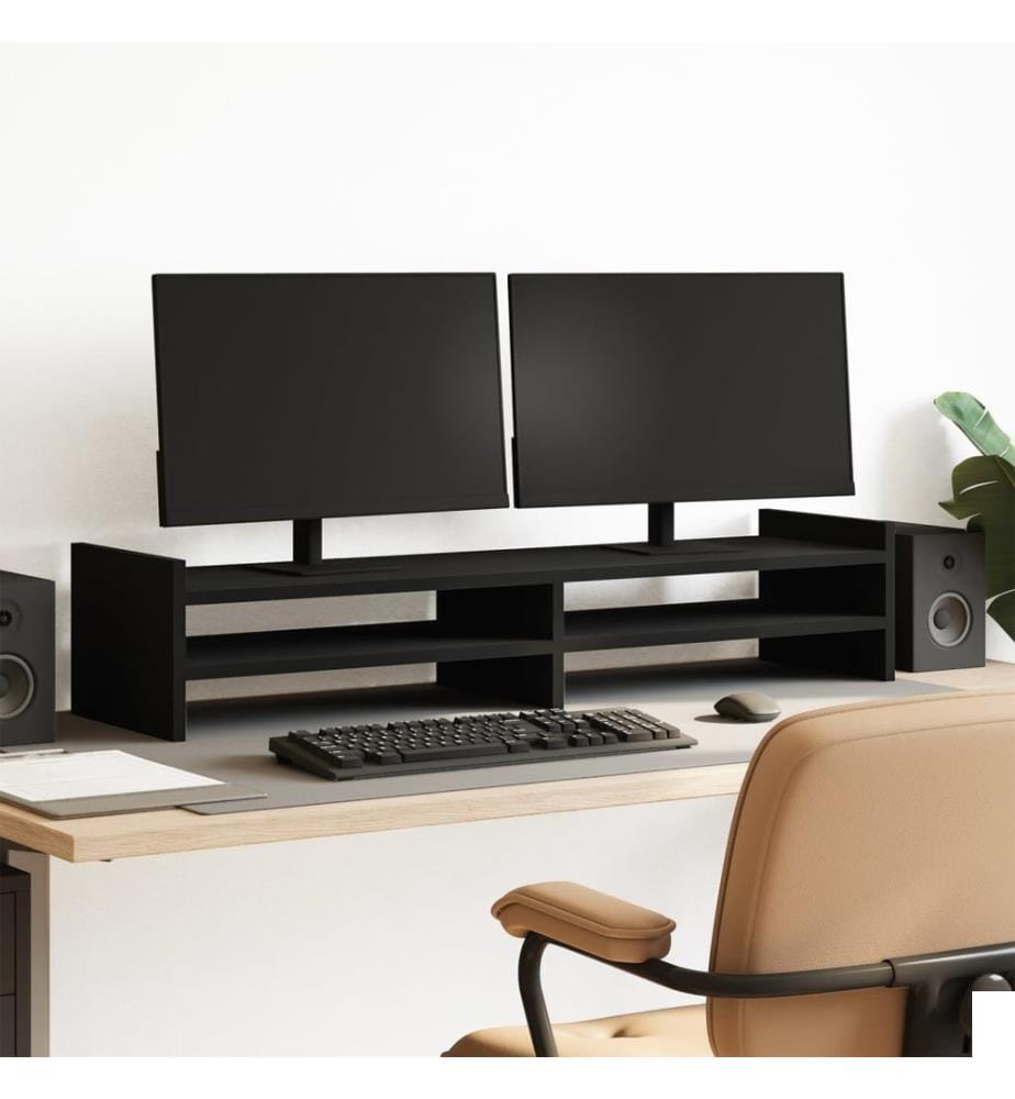 Support de moniteur noir 100x27x20 cm bois d'ingénierie