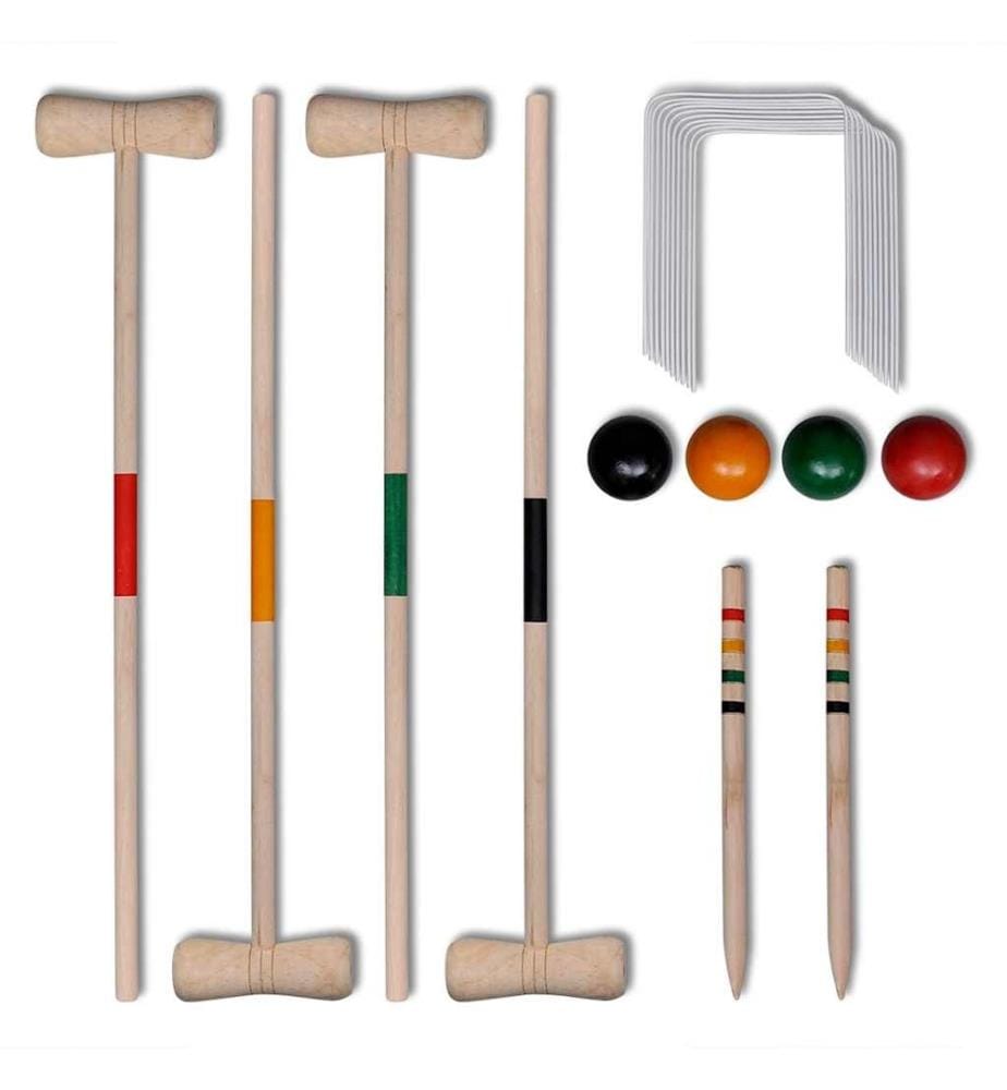 Ensemble de croquet en bois pour 4 joueurs
