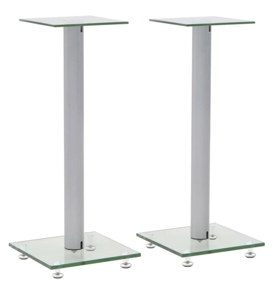 Support haut-parleur 2pcs Verre trempé Design 1 colonne Argenté