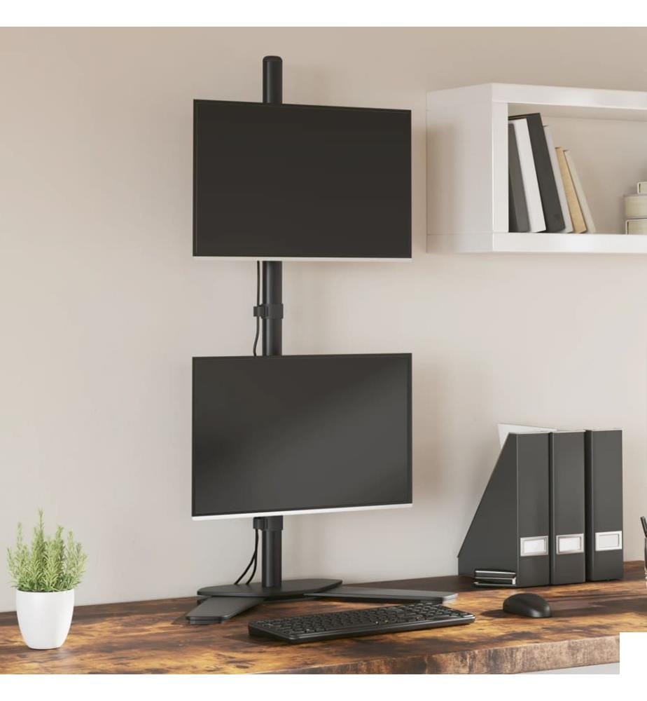 Support de moniteur double noir acier VESA 75/100 mm