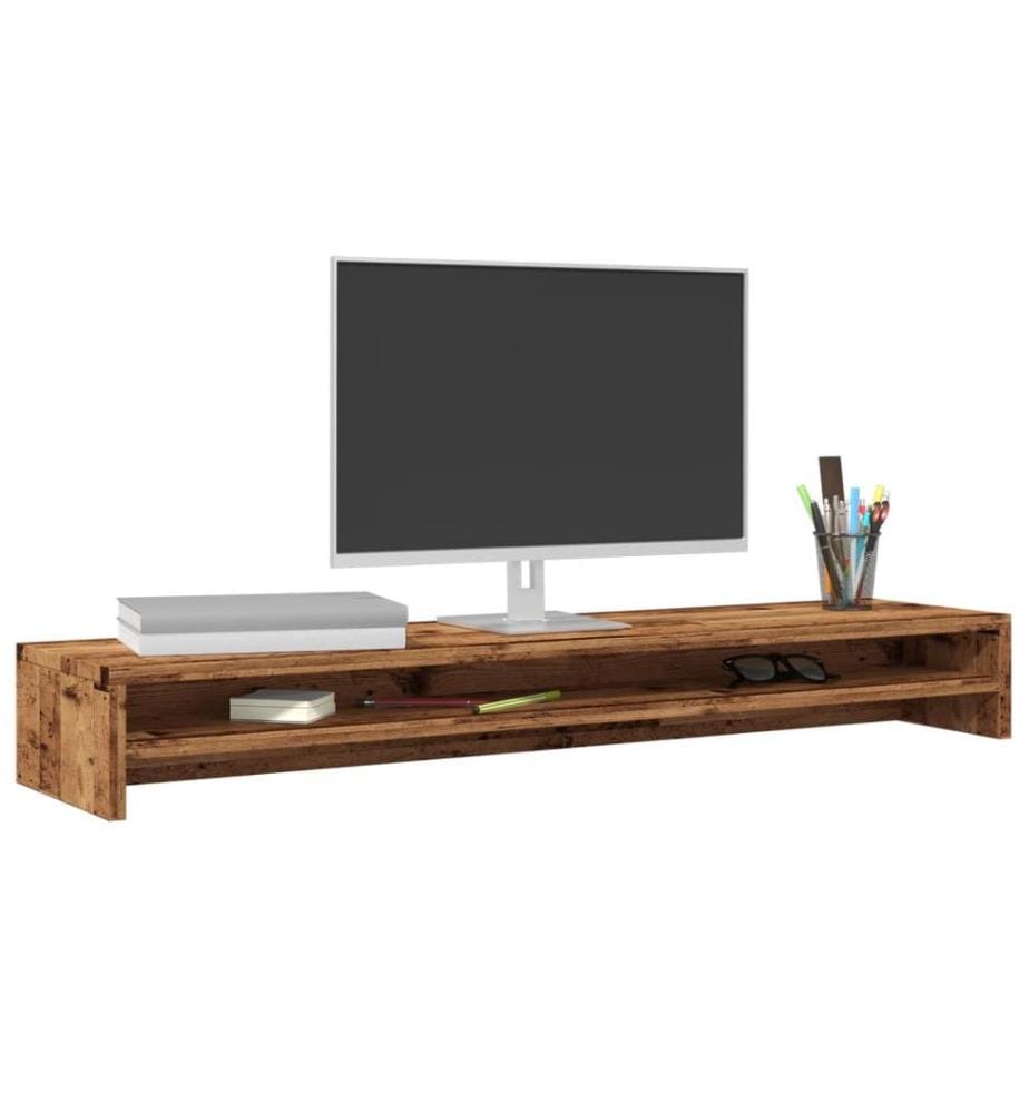Support de moniteur vieux bois 100x24x13 cm bois d'ingénierie