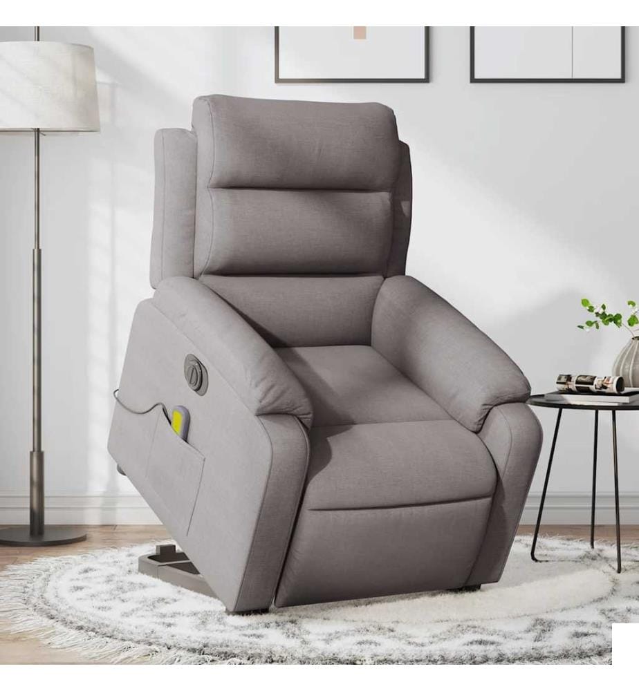 Fauteuil inclinable de massage électrique Taupe Tissu