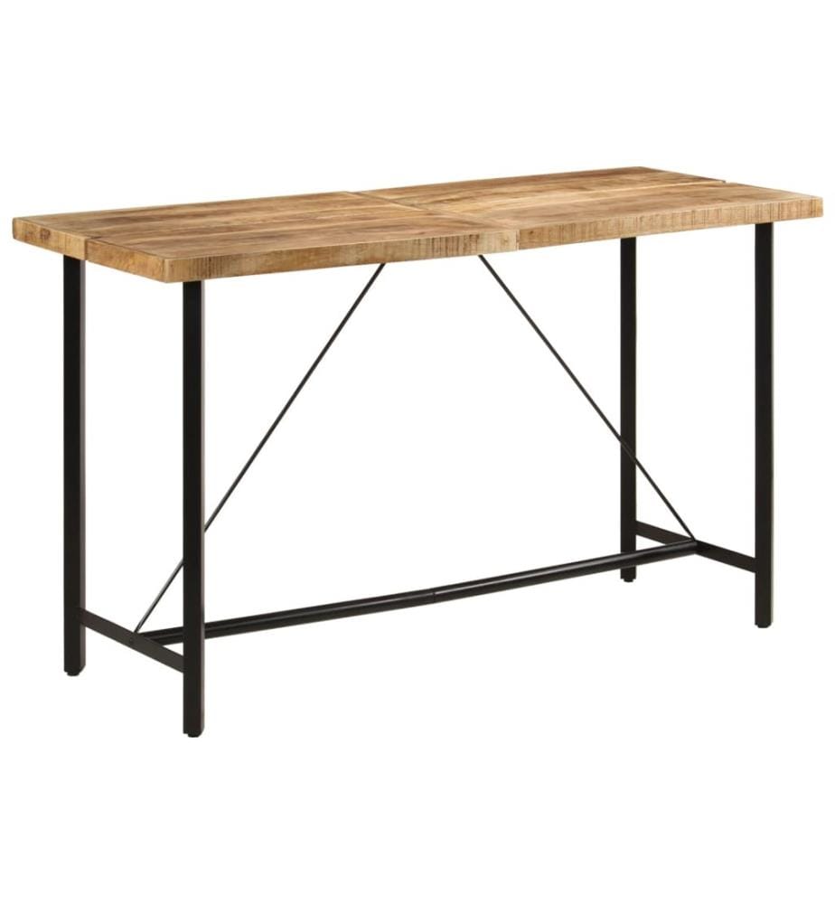 Table de bar 180x70x107 cm bois massif de manguier et fer