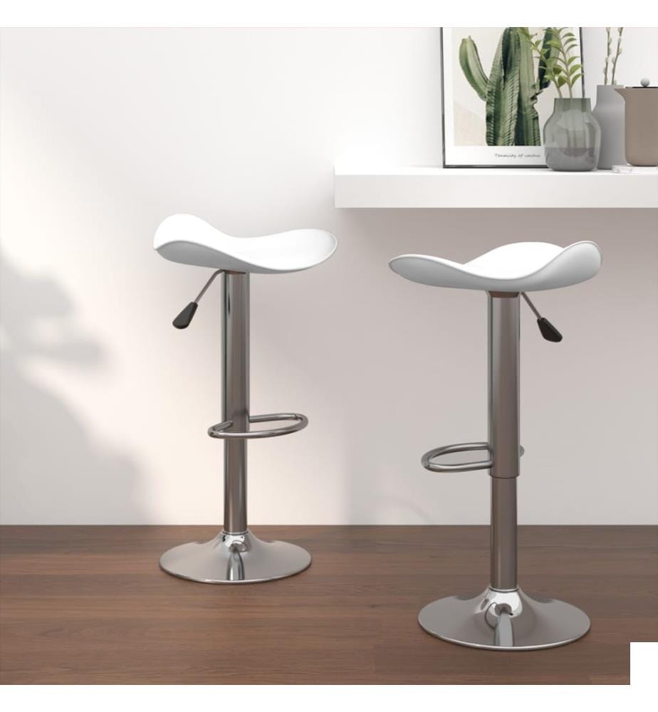 Tabourets de bar lot de 2 blanc acier chromé et cuir artificiel