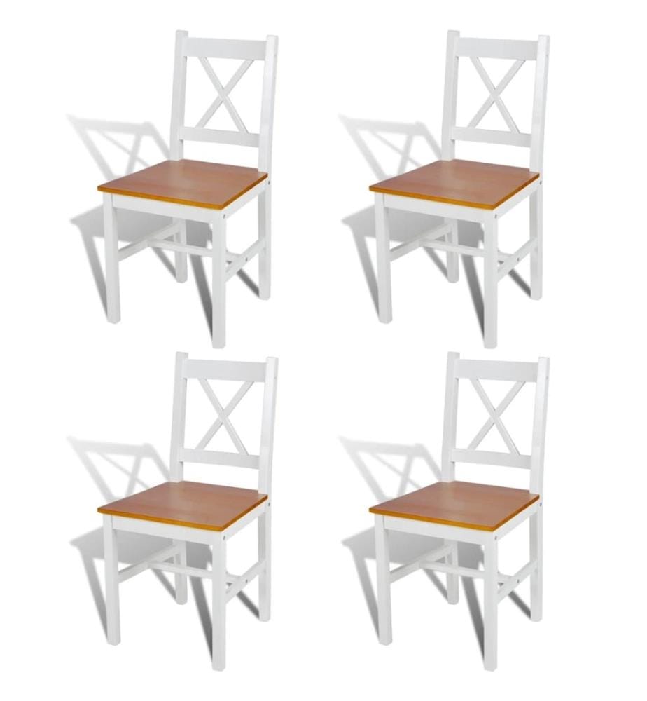Chaises à manger lot de 4 blanc bois de pin