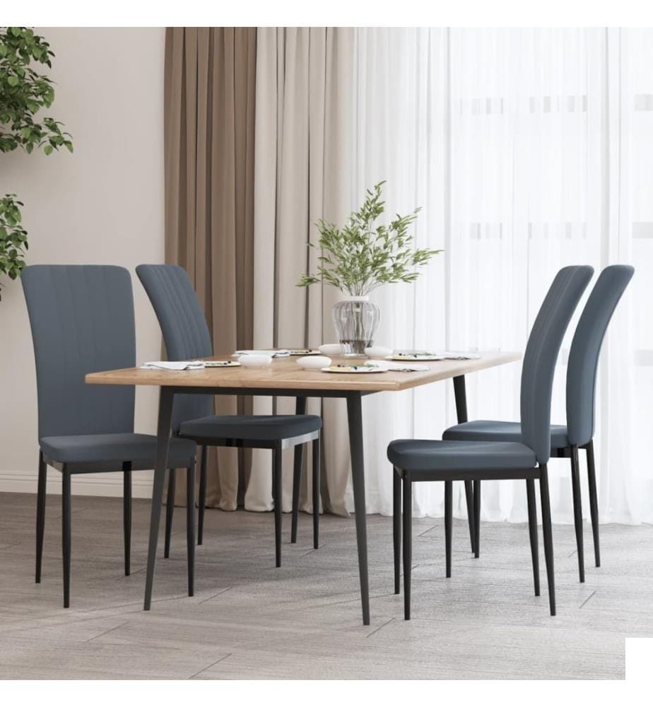 Chaises à manger lot de 4 Gris foncé Velours