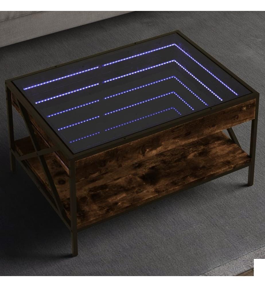 Table basse avec LED Infinity chêne fumé 70x50x38 cm