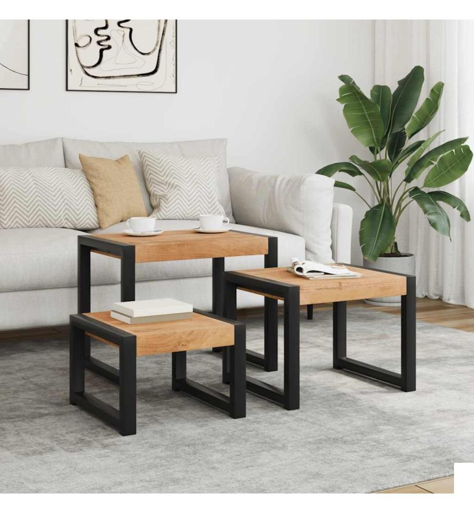 Tables gigognes 3 pcs Bois solide
