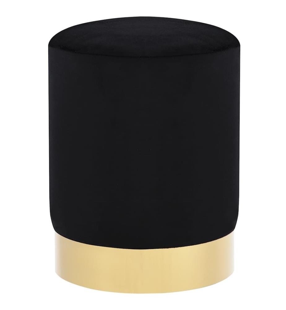 Tabouret Noir et doré Velours 28 x 36 cm