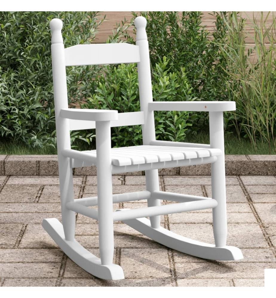 Chaise à bascule enfants blanc bois de peuplier massif