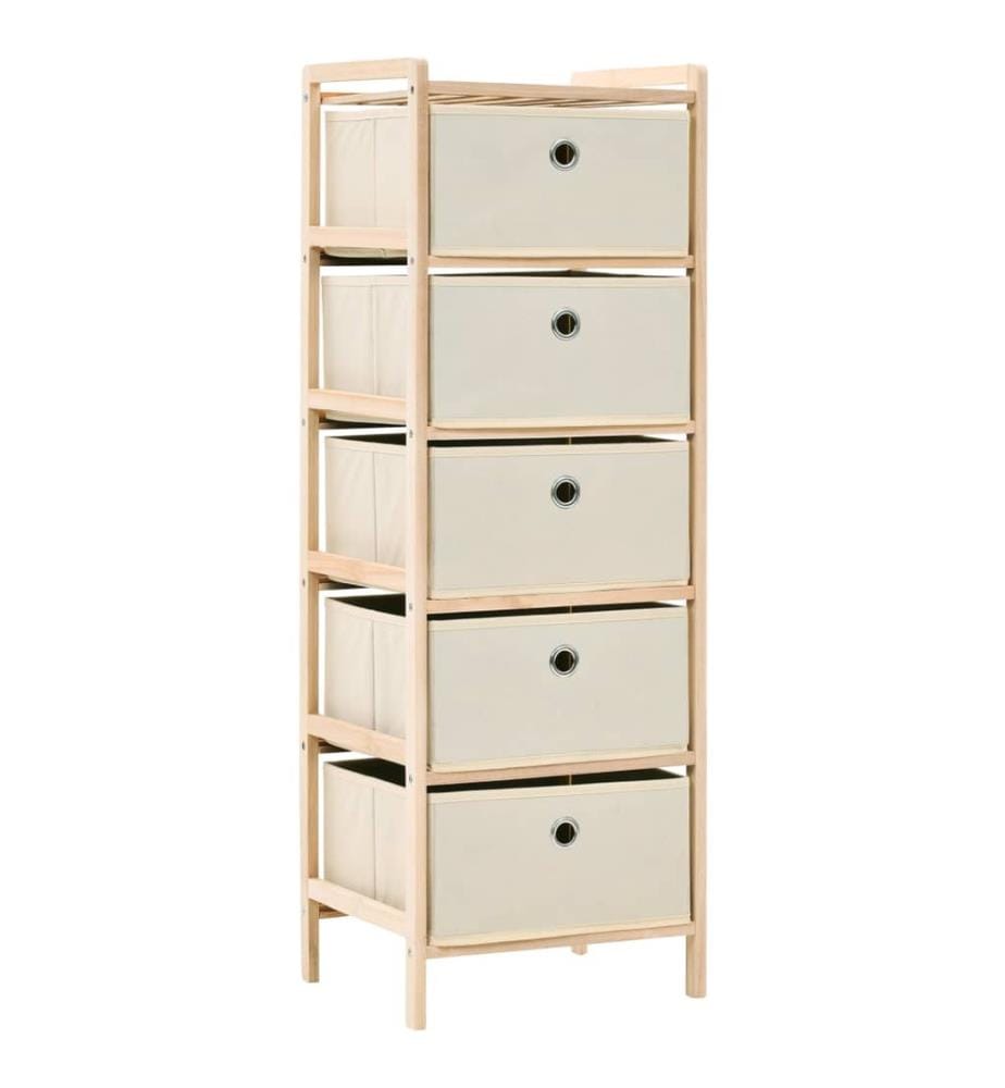 Étagère de rangement 5 paniers tissu bois de cèdre beige