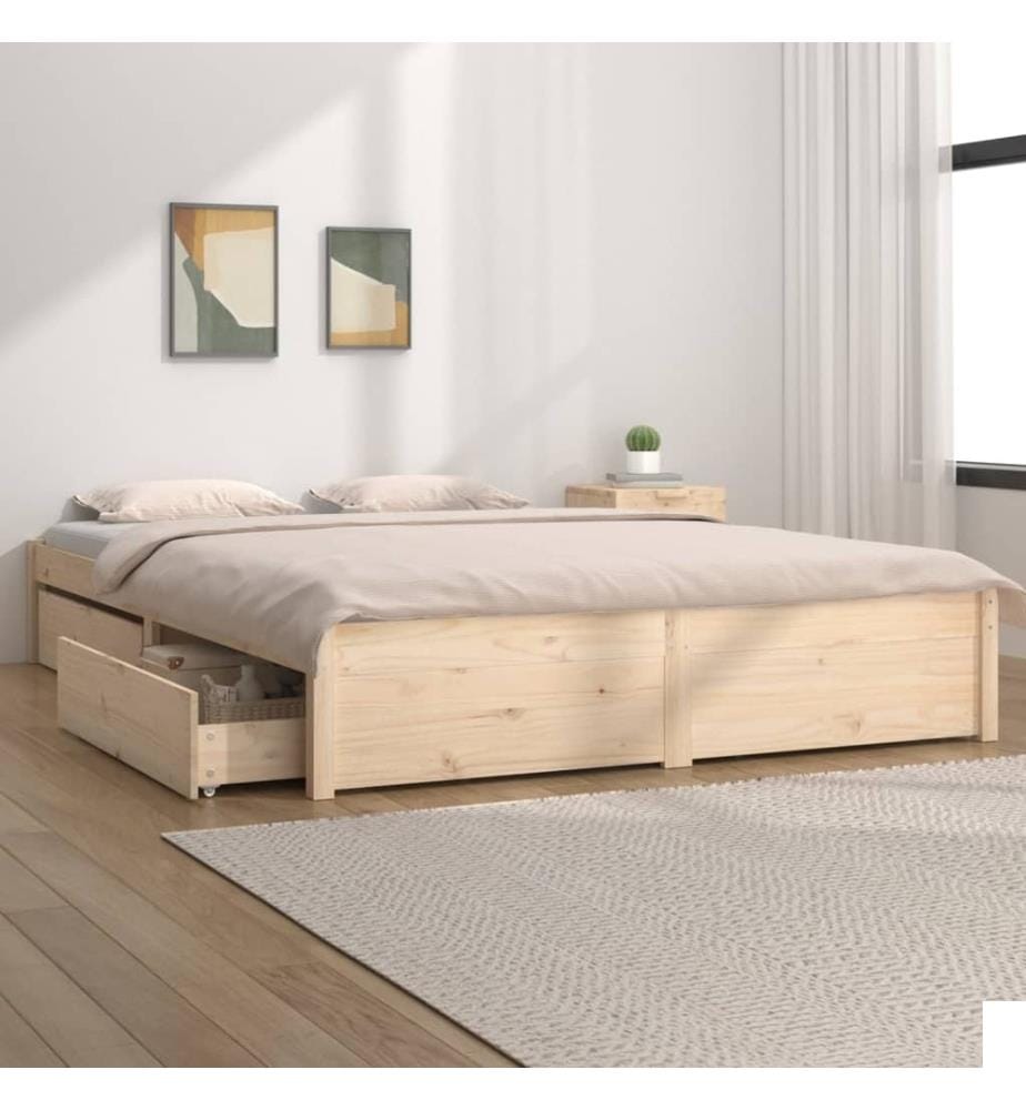 Cadre de lit sans matelas avec tiroirs