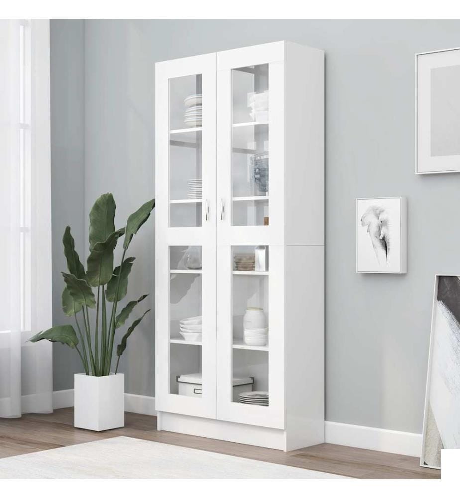 Armoire à vitrine Blanc 82,5x30,5x185 cm Bois d'ingénierie