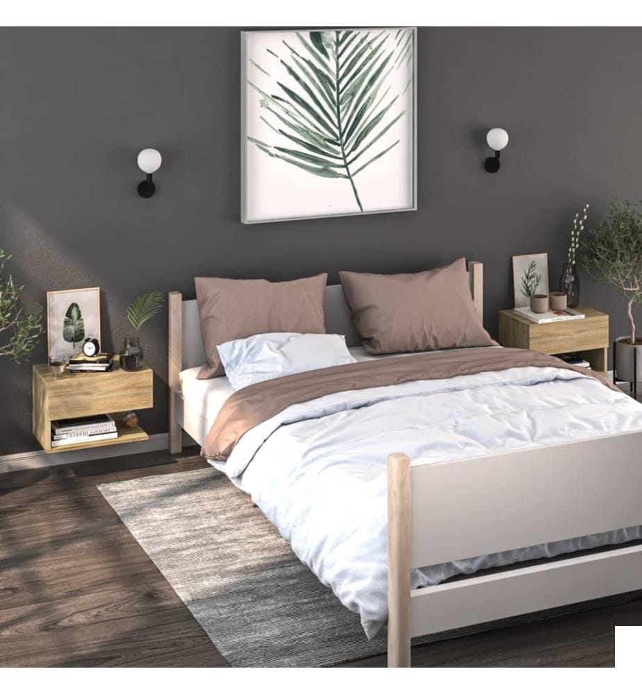 Tables de chevet murales 2 pcs Chêne sonoma