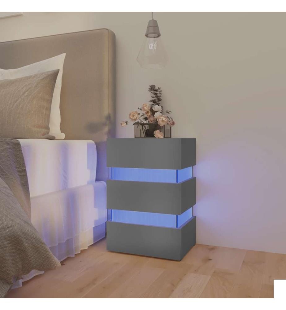 Table de chevet à LED Gris 45x35x67 cm Bois d'ingénierie