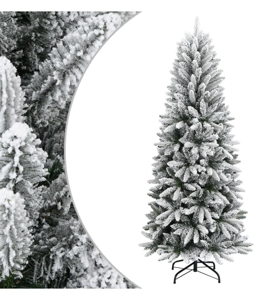 Sapin de Noël artificiel avec neige floquée 210 cm PVC et PE