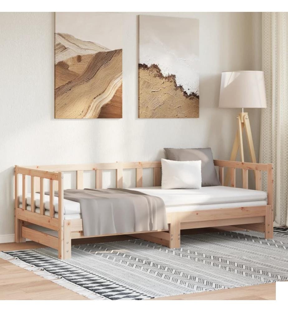 Lit de jour et lit gigogne sans matelas 90x200 cm bois massif