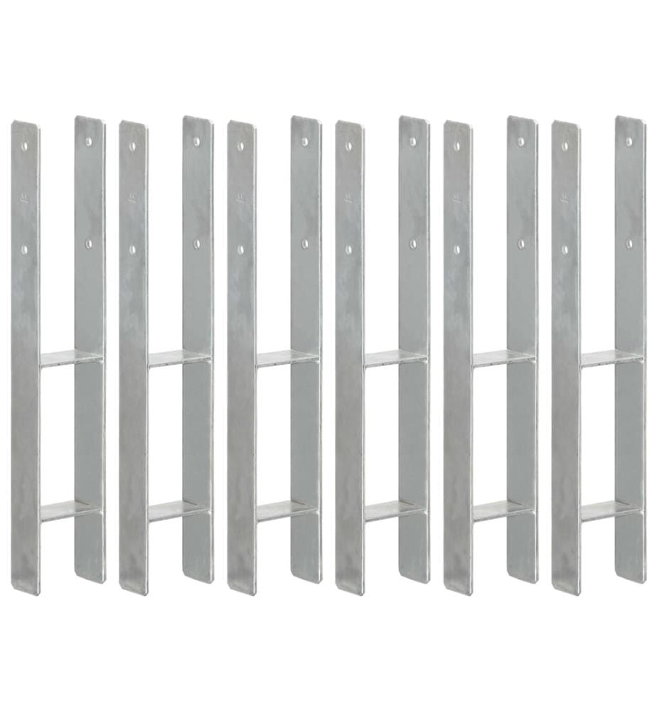 Piquets de clôture 6 pcs Argenté 9x6x60 cm Acier galvanisé