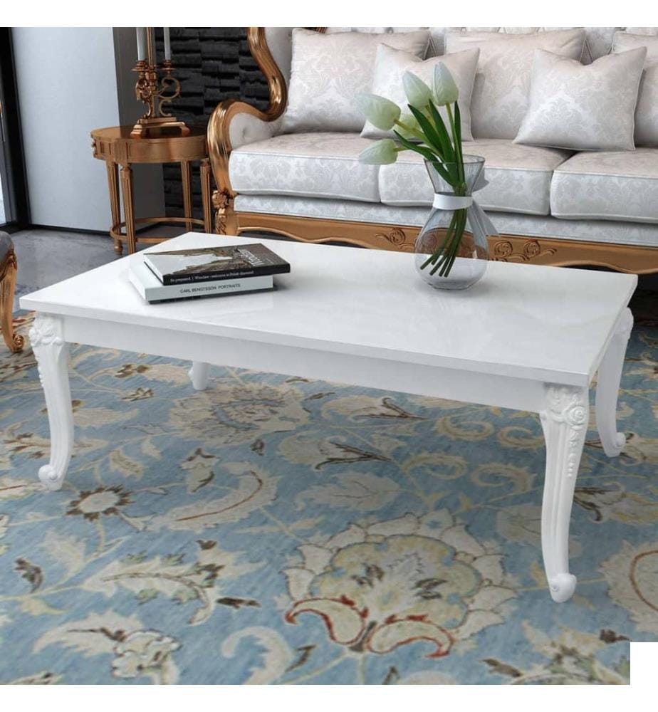 Table basse 115x65x42 cm Blanc brillant