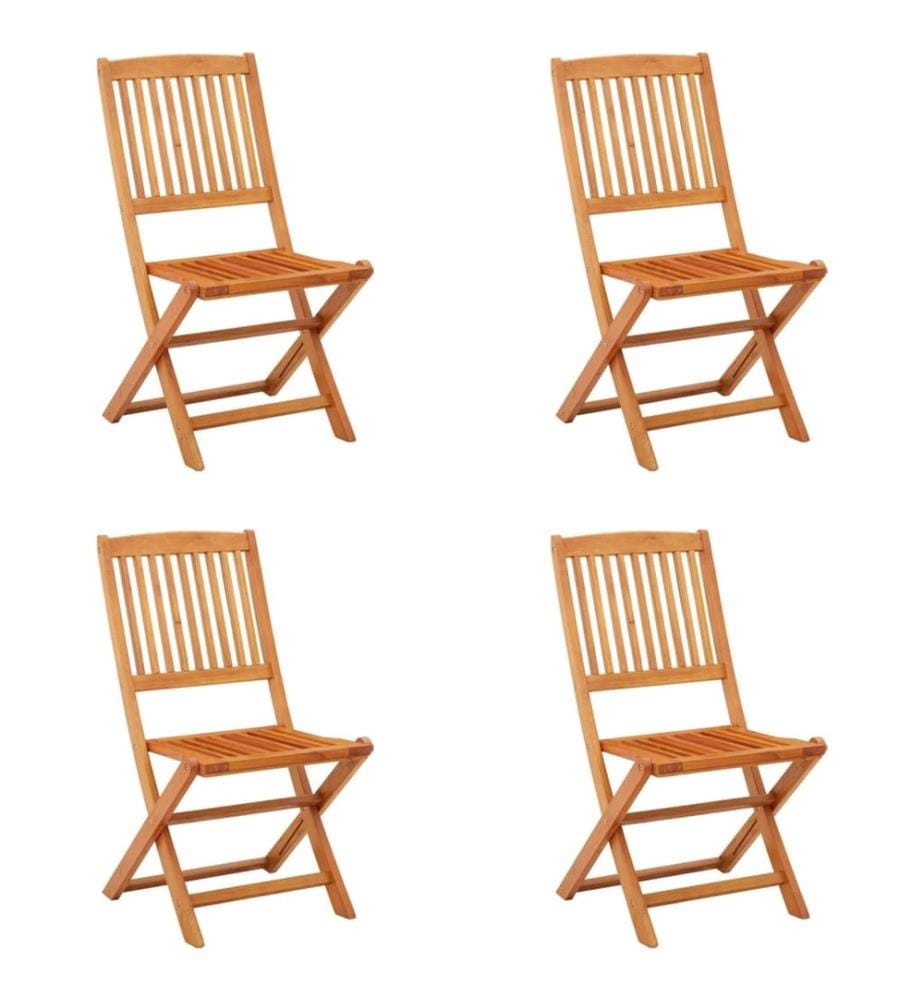 Chaises de jardin pliables lot de 4 Bois d'eucalyptus massif