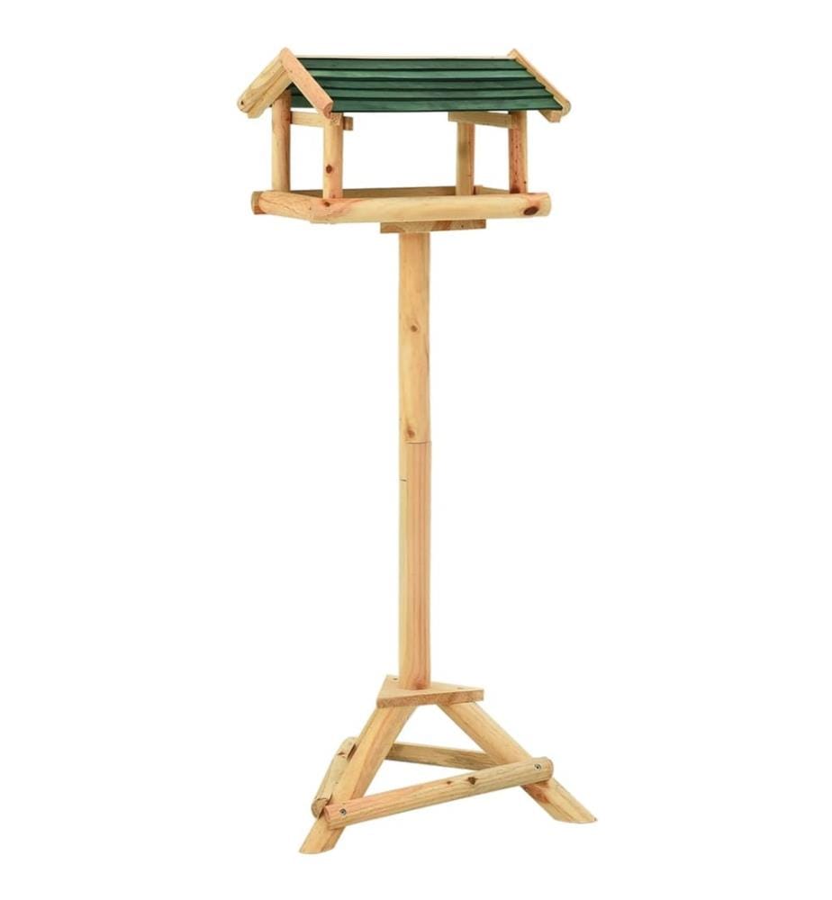 Mangeoire à oiseaux et support 37x28x100cm Bois de sapin massif