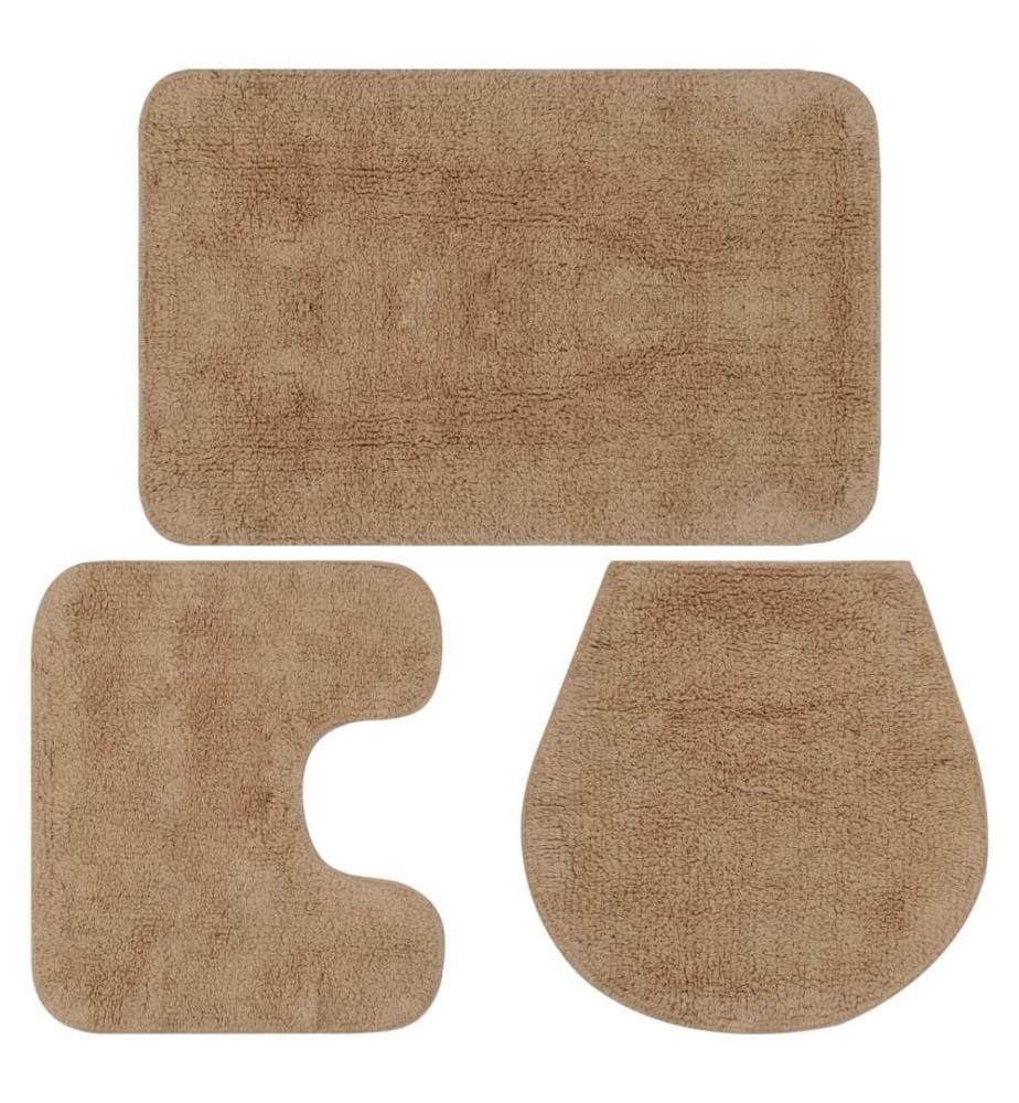 Jeu de tapis de salle de bain 3 pcs Tissu Beige