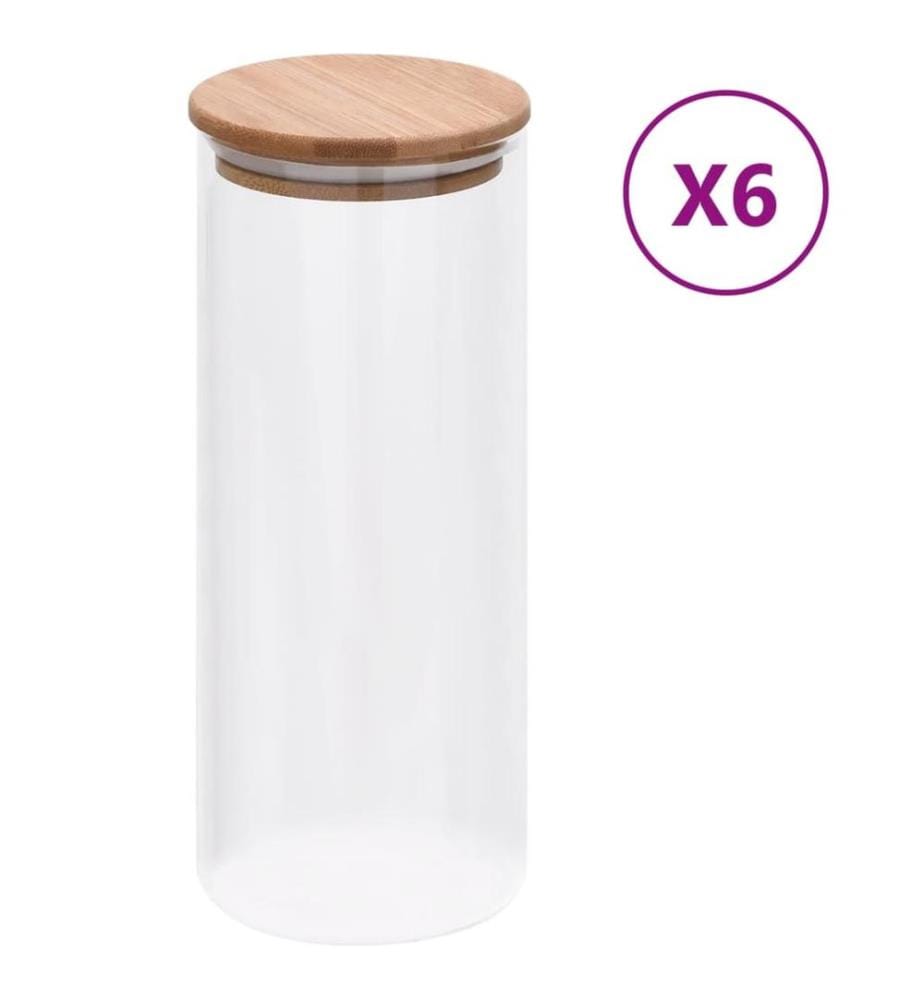 Pots de conservation en verre couvercle en bambou 6 pcs 1000 ml