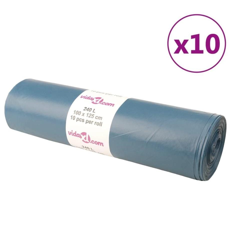 Sacs poubelles 100 pcs bleu 240 L