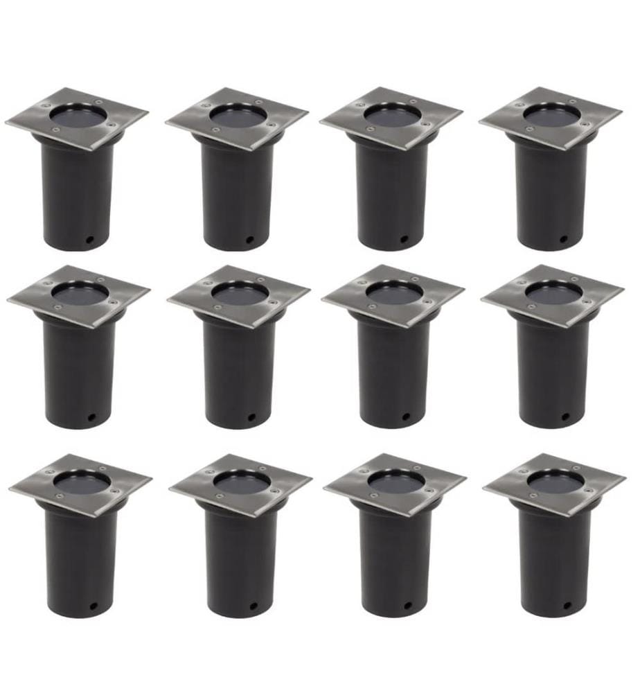 12 pcs Lampes encastrables au sol d'extérieur Carré