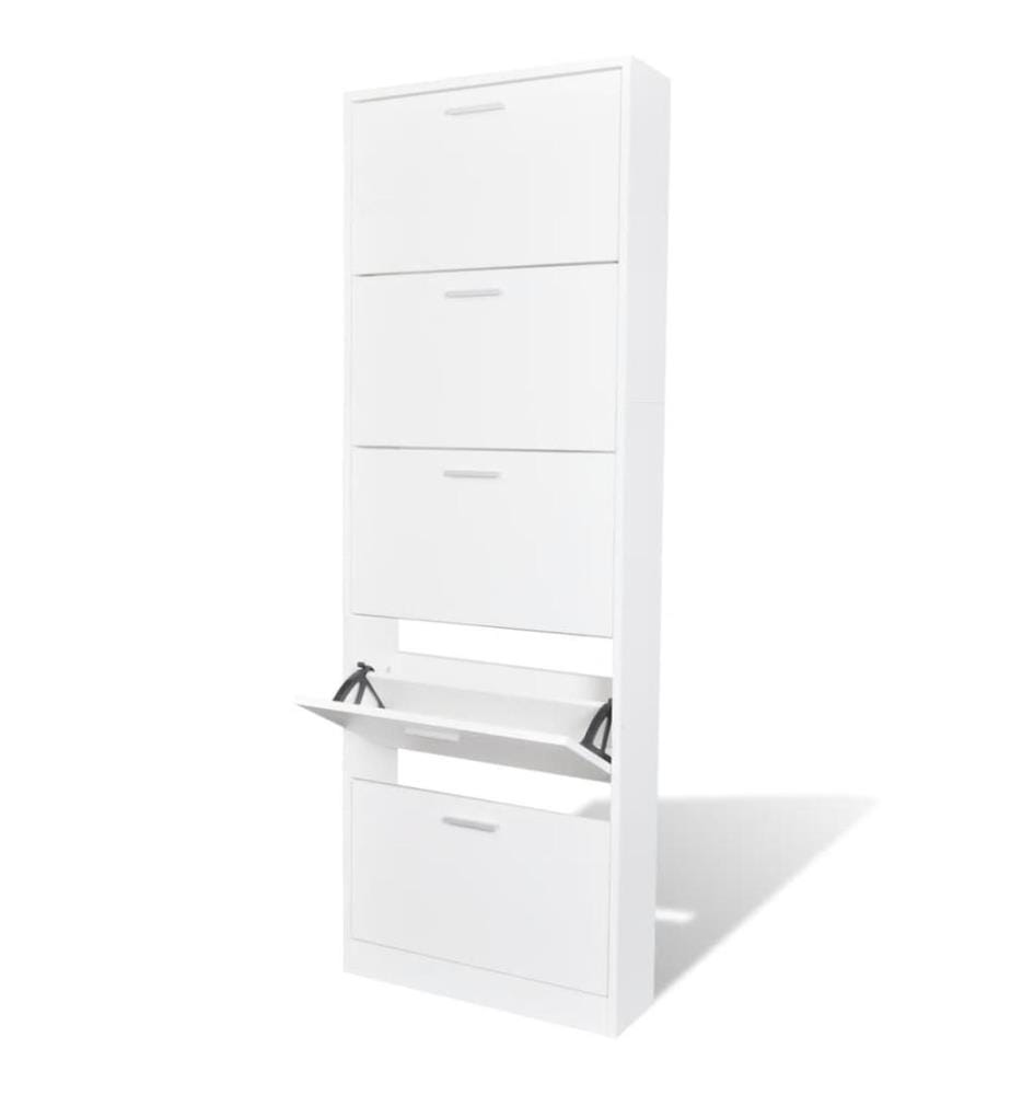 Meuble à chaussures en bois avec 5 compartiments Blanc